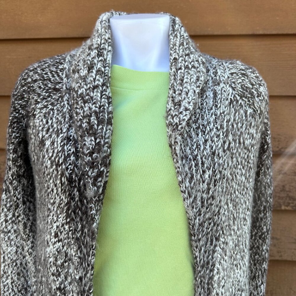 Cynthia Rowley Womens Open-Front Knit Cardigan Sweater S Brown/White Ombré Acryl - Picture 6 of 10